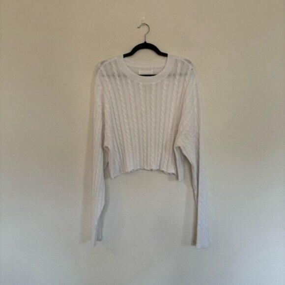 Aerie Cable Knit Cropped Sweater Long Sleeve NWT - Picture 3 of 8